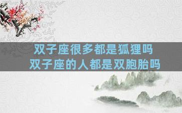 双子座很多都是狐狸吗 双子座的人都是双胞胎吗